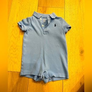 Ralph Lauren - Size 6M - baby blue Polo Short Onesie